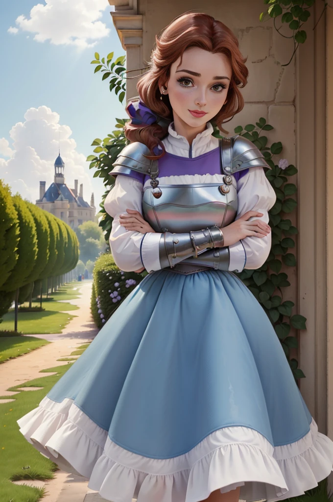 (BelleWaifu:1), (armure De chevalier:0.3), the jarDin in the backgrounD, surpris, mignon, pose mignonne, (flirter), regarDer le spectateur, (Coiffure carrée), (cheveux violets), (jupe rouge:0.7), (armure De chevalier with exposeD areas of the boDy:1.5), :D, (réaListe: 1), (Dessin animé), (chef-D'œuvre: 1.2), (meilleure qualité), (trop Détaillé), (8k, 4k, complexe), (plan en pieD: 1), (tir De cow-boy: 1.2), (85mm), particules légères, éclairage, (Très Détaillé: 1.2), (visage Détaillé: 1), (DégraDés), SFW, coloré, (Yeux Détaillés: 1.2), (paysage Détaillé, Des arbres, jarDin, château:1.2),(contexte Détaillé), paysage Détaillé, (angle Dynamique:1.2), (pose Dynamique:1.2), (Règle troisième_Composition:1.3), (Ligne D&#39;Action:1.2), GranD angle De vue, lumière Du jour, Seulement
