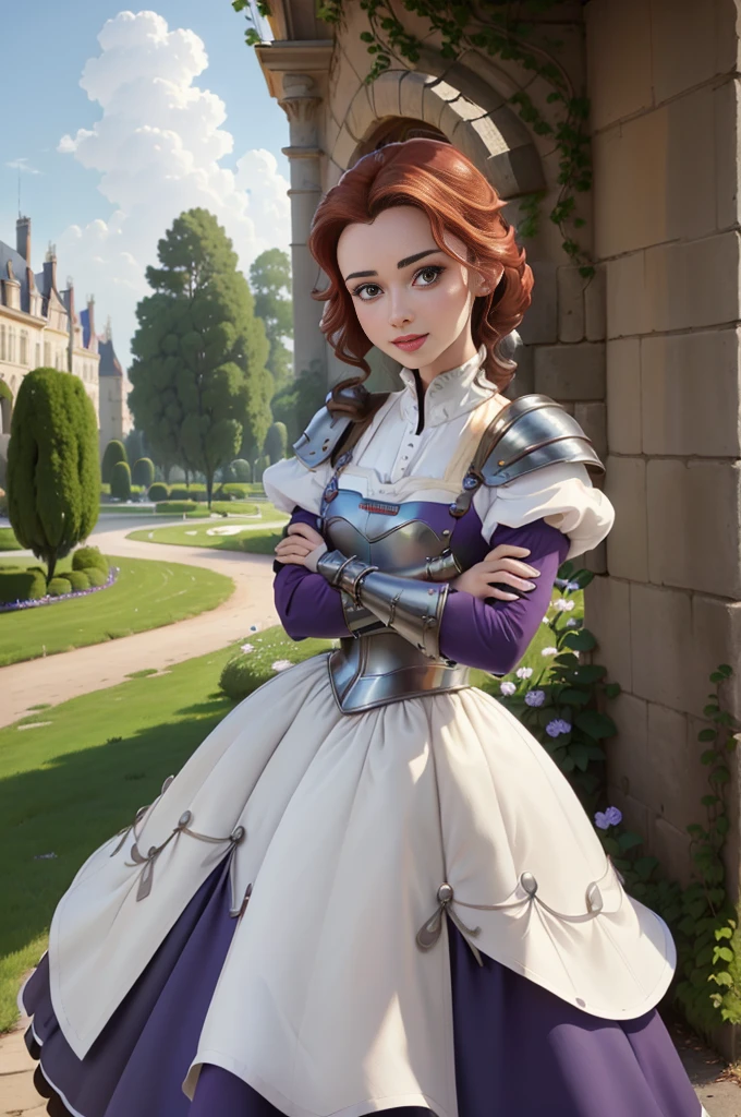 (bellewaifu:1), (armure De chevalier:0.3), the jarDin in the backgrounD, überrascht, Mignon, Mignon pose, (flirt), regarDer le spectateur, (Quadratische Frisur), (lila Haare), (Roter Rock:0.7), (armure De chevalier with exposeD areas of the boDy:1.5), :D, (Realistisch: 1), (Dessin animé), (chef-D'œuvre: 1.2), (beste Qualität), (trop Détaillé), (8k, 4K, Komplex), (plan en pieD: 1), (tir De cow-boy: 1.2), (85mm), leichte Teilchen, Beleuchtung, (Très Détaillé: 1.2), (visage Détaillé: 1), (DégraDés), sfw, farbig, (Yeux Détaillés: 1.2), (paysage Détaillé, Des arbres, jarDin, Schloss:1.2),(contexte Détaillé), paysage Détaillé, (angle Dynamique:1.2), (pose Dynamique:1.2), (Règle troisième_Komposition:1.3), (Ligne D&#39;Aktion:1.2), GranD angle De vue, lumière Du jour, nur
