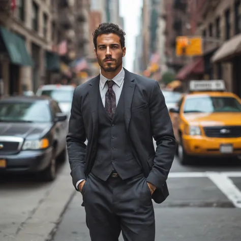 beau,masculin,israélien,homme, tenue d'affaire dans les rue de new york