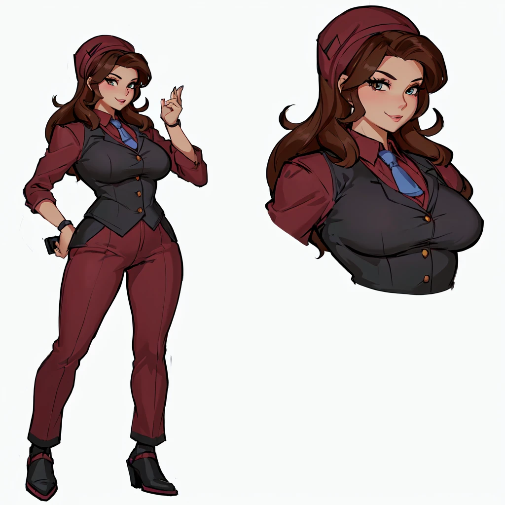 un gros plan sur un personnage de dessin animé d'une femme avec un chapeau, Anya de la famille Spy X, Illustrations des personnages officiels, personnage portrait complet du corps, illustration du personnage officiel, portrait de personnage complet du corps, conception de personnages complets, concept de personnage complet du corps, illustration détaillée des personnages, Personnage adulte, corps entier à un seul personnage, conception de personnages de bandes dessinées, personnage principal féminin, portrait de personnage complet