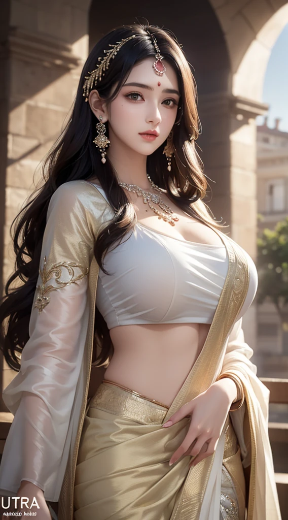 1girl, cute face,pretty face, jaw dropping beauty, beautiful sari, ((ultra high detailed 1.9)),((ultra high resolution 1.9)),((ultra high quality 1.9)),(masterpiece)), (perfect lightings), (very Big breasts 1.9)), ultra huge breast, 