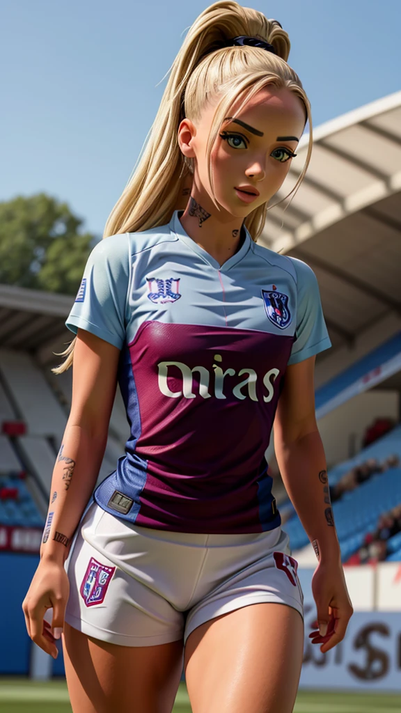 Alisha Lehmann sexy, she is playing football, wearing the Paris Saint-Germain shirt
