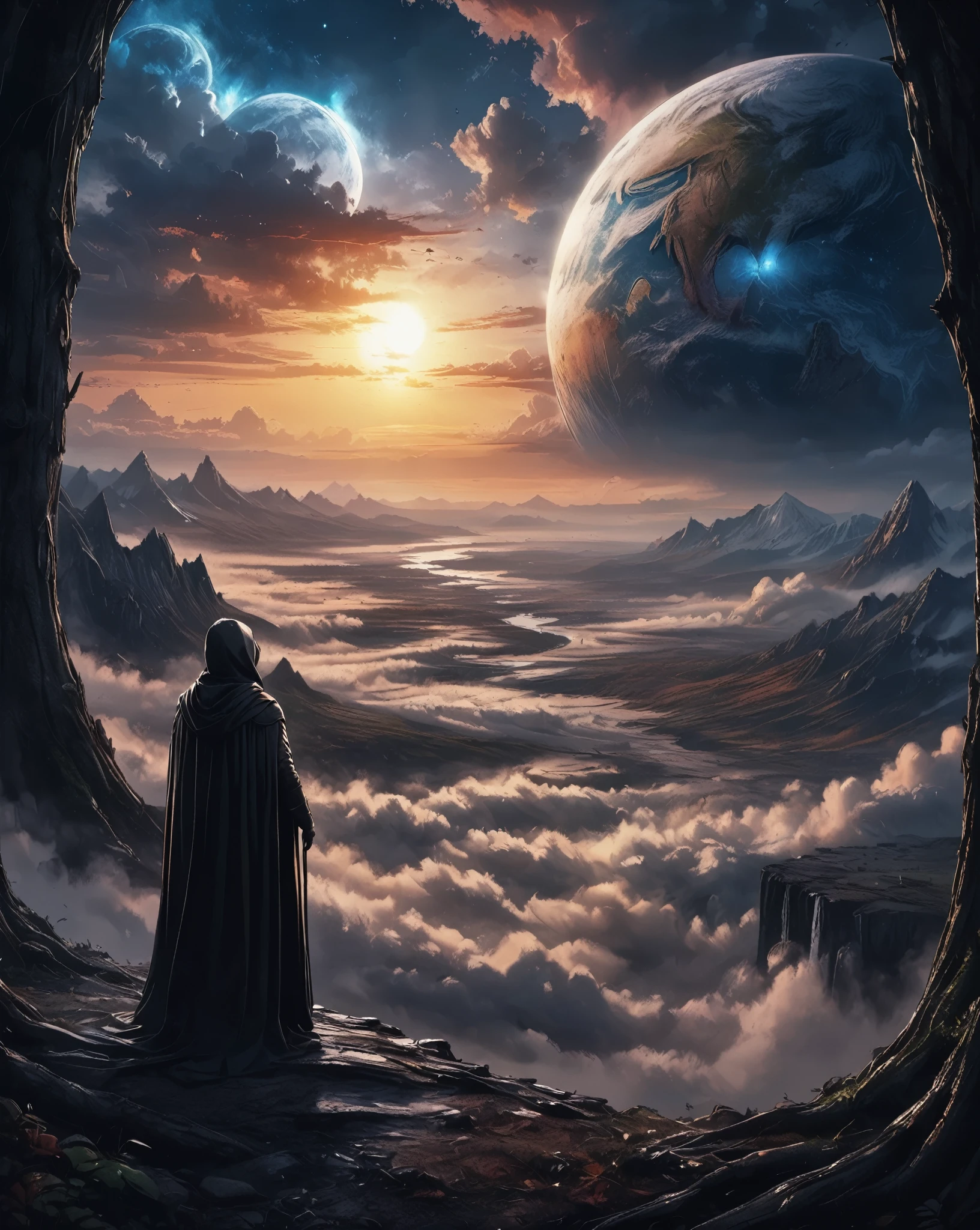 Dreamyvibes artstyle, صورة ملحمية للأرض مأخوذة من قمة الجانب المظلم للقمر
