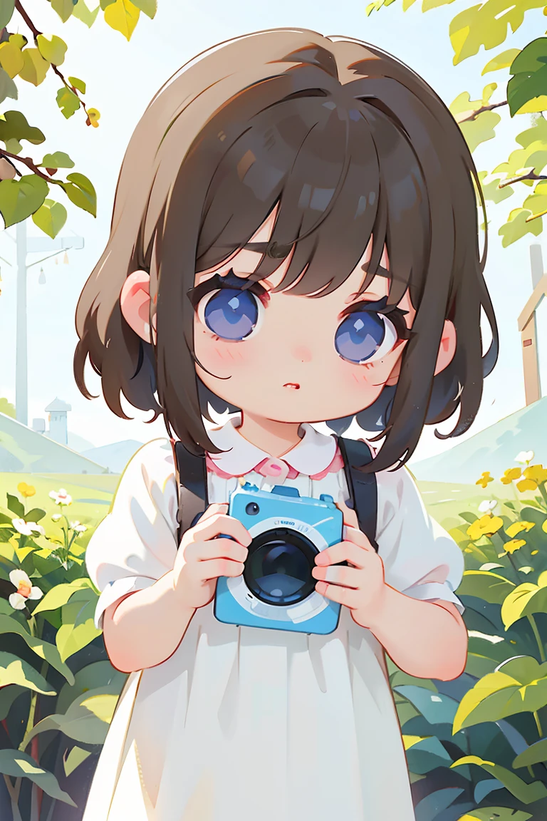 A young girl, around 7 years old, with a baby-like appearance, exuding an innocent and charming cuteness, gazes directly at the camera in a realistic and lifelike portrayal. The scene is depicted in a 3D format, capturing the essence of childhood with a touch of purity and vulnerability.