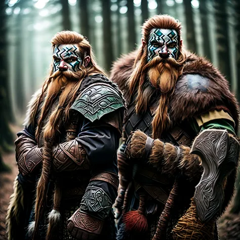 solo, Male, Mountain Dwarf, Druid, Red beard, Emerald Eyes, Black Tribal Face Paint