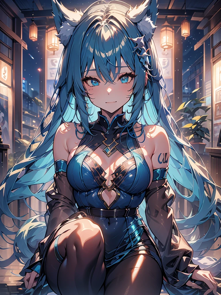 Miku Hatsune x vixen high definition good anatomy add_detail:1, blue fur,kitsune ears, tribal tattoo add_detail:1, cute girl add_detail:1, feudal priestess clothing add_detail:1, japanese shrine landscape add_detail:1, japanese shrine costume add_detail:1, add_detail:1, fullbody  descalza add_detail, highly detailed face, deep aqua iris add_detail:1 lighting eyes add_detail:3, wolf claws, sharp fangs add_detail:1, wild slut add_detail:1, aura of resplendent light add_detail:3