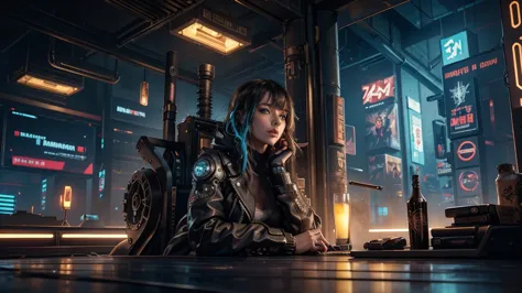 a sexy girl sexual , ((cyberpunk style)), Hi-Tech city, mechanical enhancement, (high-tech fantasy), robotics, blade runner 2049...