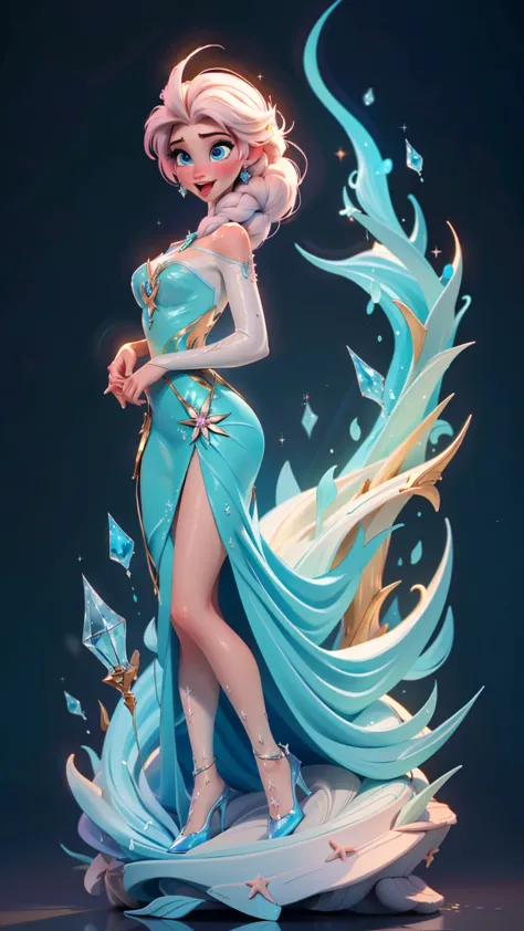 Elsa-Ariel Fusion, Merging models, melting, Ariel&#39;s clothes, 1girl, Beautiful, character, Woman, female, beachfront, (master...