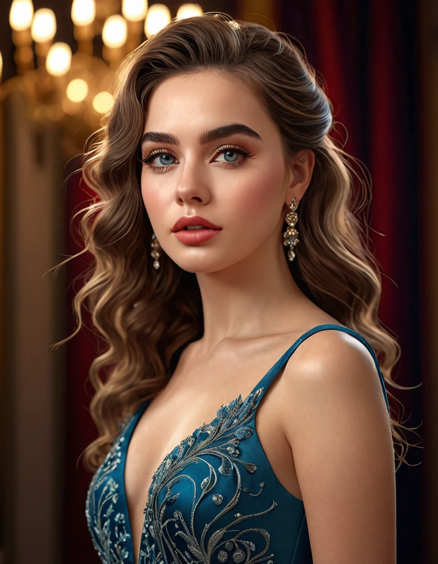 (cuerpo completo:1.9), una hermosa joven, detailed Realista portrait, Hermosos ojos detallados, hermosos labios detallados, cara extremadamente detallada, pestañas largas, hermoso peinado intrincado, vestido de moda elegante, Iluminación suave y cálida, photoRealista, 8k, ultra detallado, (mejor calidad,4k,8k,alta resolución,Obra maestra:1.2),ultra detallado,(Realista,photoRealista,photo-Realista:1.37),colores vibrantes,composición cinematográfica,iluminación dramática,elegant