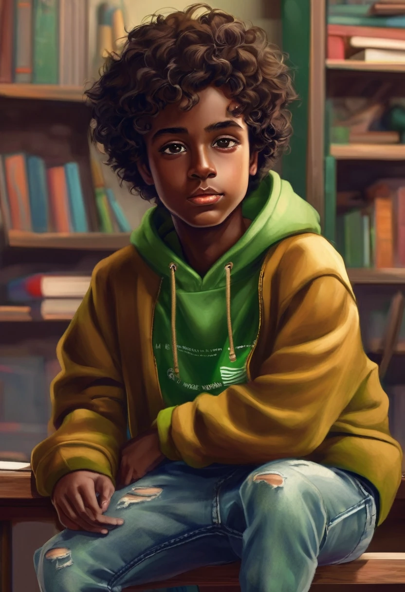 ((best qualityer)) 1 dark-skinned boy, short wavy hair, brown dark eyes ...