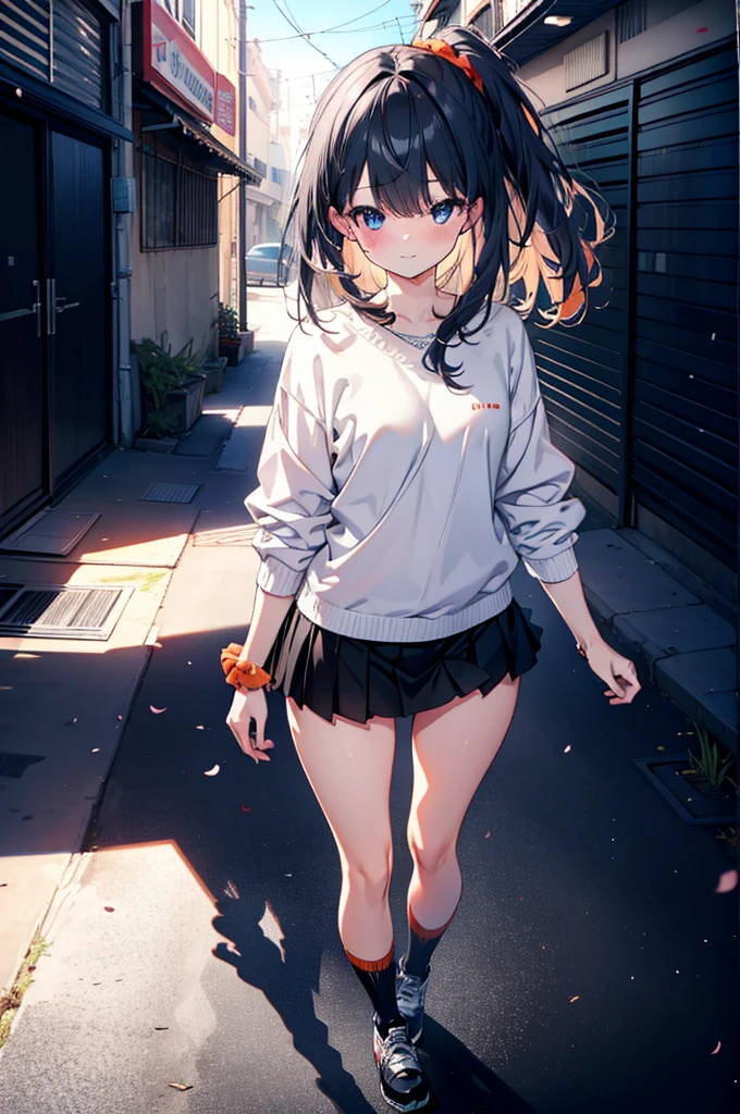 Rikka body, Affluent backstreets, Black Hair, blue eyes, Long Hair, orange Scrunchie, Scrunchie, wrist Scrunchie,happy smile, smile, Open your mouth,blush,Oversized red one-shoulder sweater,mini skirt,Black knee socks,short boots,Walking,So that the whole body goes into the illustration,morning,morning陽,The sun is rising,
Destroy outdoors, Building district,
壊す looking at viewer, Systemic
break (masterpiece:1.2), Highest quality, High resolution, unity 8k wallpaper, (figure:0.8), (Beautiful attention to detail:1.6), Highly detailed face, Perfect lighting, Highly detailed CG, (Perfect hands, Perfect Anatomy),