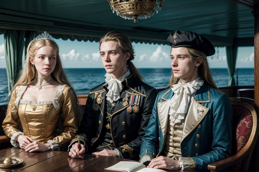 คู่สามีภรรยาผู้สูงศักดิ์ชาวสวีเดนบนเรือในปี 1700 มุ่งหน้าไปยังทะเลแคริบเบียน