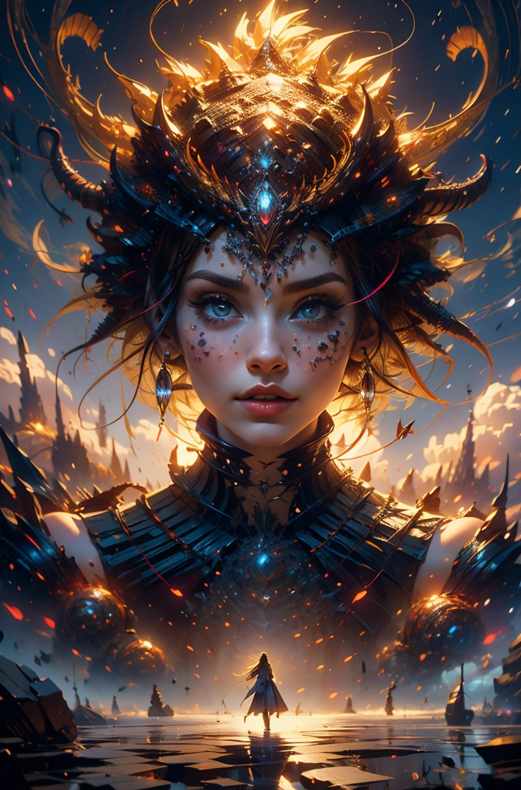 (​masterpiece, top quality, best quality, offcial art, beautiful and aesthetic:1.2), (1 girl), extremely detail,(Fractal Art:1.3),colorful,highest level of detail