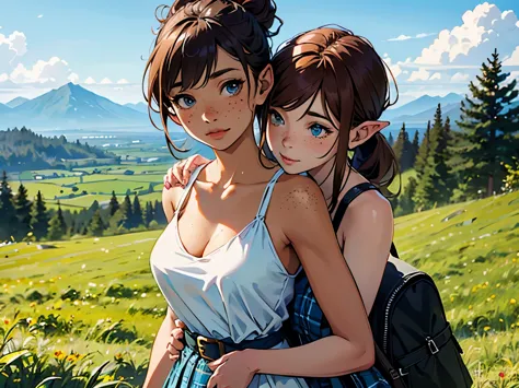 BREAK: masterpiece, high quality, illustration, extremely detailed, cg unity 8k, NSFW, 2_woman, hugging, (upper body) (Caucasian...