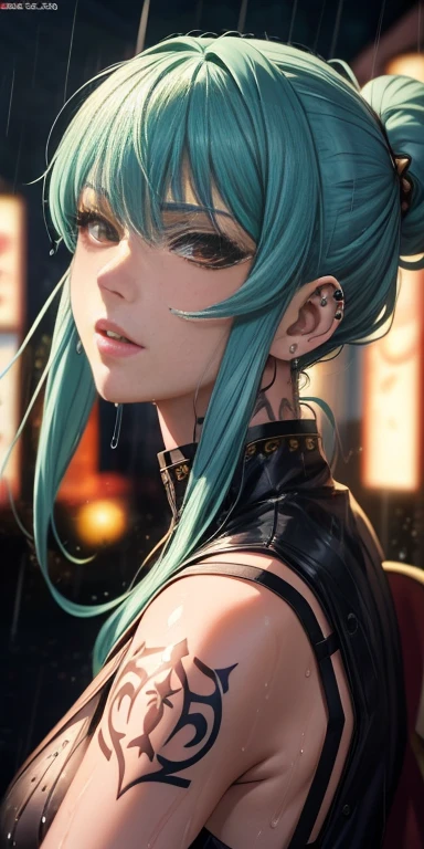 bimbo girl, anime girl with tattoos and piercings in the rain, handsome guy in demon slayer art, female anime style, female character, stunning anime face portrait, handsome japanese demon girl, detailed realistic character, badass anime 8k, realistic style 4k, Anime girl, beautiful androgynous prince, detailed digital art