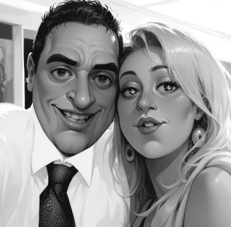 I'd love a fun caricature of this couple. Give them a playful, cartoonish style with slightly exaggerated features but still rec...