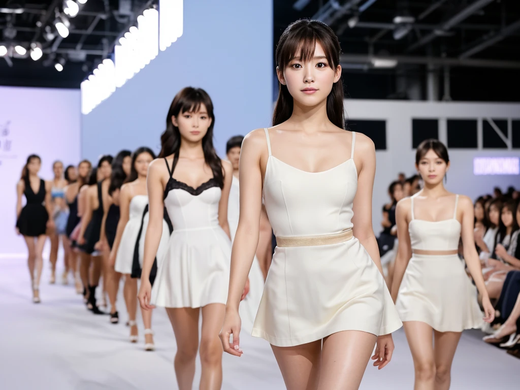 Una foto en vivo de una extremadamente hermosa reina de las carreras de secundaria japonesa que resalta sus grandes pechos y hermosas piernas..、Fotografiado caminando por la pasarela en un desfile de moda luciendo la última lencería BRADELIS New York..、Ella es una ídolo eterna que combina una apariencia limpia con un encanto moderno..。 Ella crea tanta belleza。 Ella siente su propio calor。 Ella crea una atmósfera cálida.。 Creamos belleza。 Eso&#39;es lo que quiero decir。 En su foto de cuerpo completo、La figura presenta piel de porcelana y cabello dorado que irradia un suave brillo..。 Esto es probable、Capturó la esencia de su encanto atemporal..、Este es el mejor tiro jamás.。 Cada línea recta y curva está cuidadosamente expresada..、Impresionantemente hermoso con detalles impecables.。 Esta pieza captura perfectamente su belleza atemporal..。 proporciones divinas、enfoque nítido、Foto de cuerpo completo tomada por Kishin Shinoyama.、alta calidad、Alta resolución、antecedentes detallados
