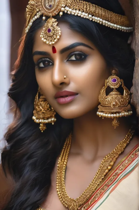 most beautiful Tamil girl full nude pussy goddess gods rays portrait close up shot ultra-realistic beautiful face
