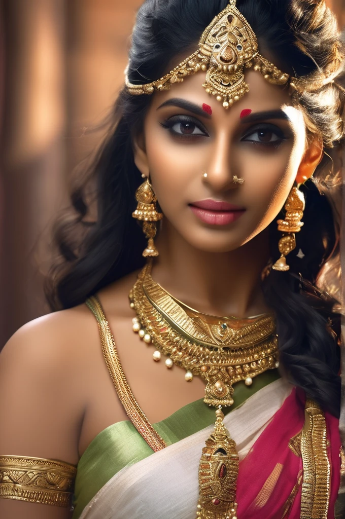 most beautiful Tamil girl full nude pussy goddess gods rays portrait close up shot ultra-realistic beautiful face