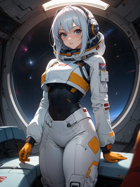 Youthful anime girl, sci-fi explorer, Sci-Fi adventurer, spacesuit, bodysuit