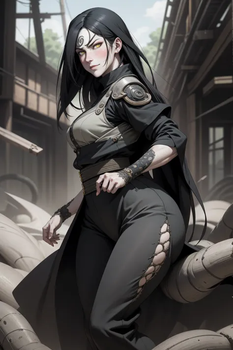 {-erro_de_anatomia:1.0} estilo anime, Masterpiece, absurdities, Orochimaru\(Naruto\), 1girl Solo, Mature woman, Oversized shirt ...