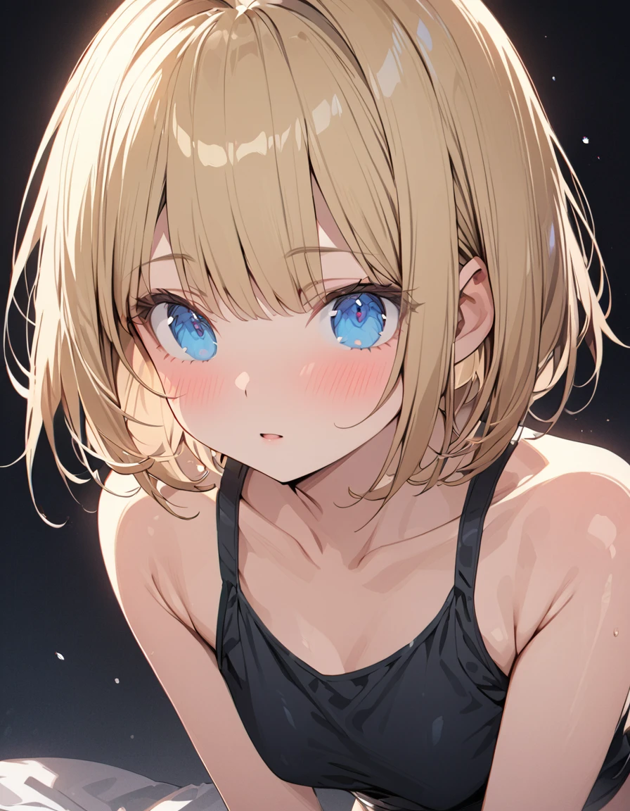 Super detailed description　masterpiece blonde girl(Short Bob Hair:1.4),(blue eyes) Are you okay？
