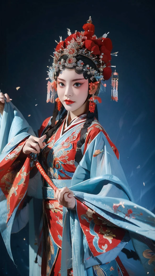 masterpiece, best quality, masterpiece, best quality, 1 Girl, Flowing costumes，Maximum chest，Peking Opera,Qibi