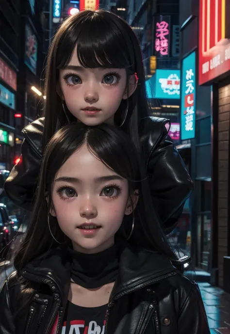 masterpiece, best quality, half body, portrait, night city, 1girl, anime, 3d, japan, pixar, realistic, teen girl, smiling, cute ...