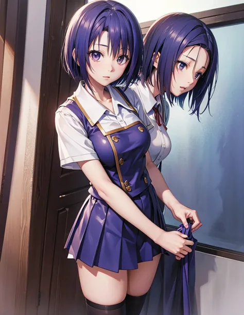 Sairenji Haruna,Haruna Sairenji,standing,uniform,shirt,skirt,short hair