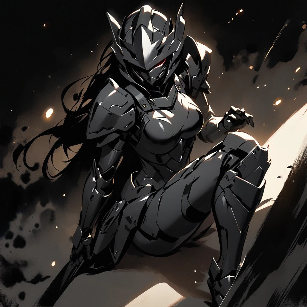 Top quality, masterpiece, beautiful girl,Particles of light,
powered armor, full armor, powered leg, sentai hero battle armor,ink painting, Lurking in the Shadows,Dark Night


