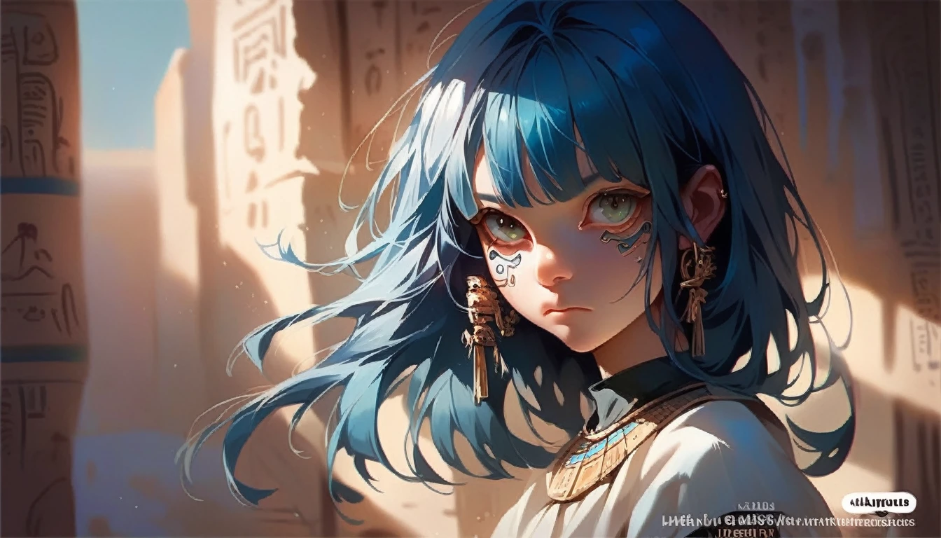 1girl，Artist Name，Egyptian cat，Blue Hair，skin，Keep your mouth shut，Wear，whole body，独奏，Standing，Cat&#39;s Tail，Egyptian Catwoman God, But, Wearing golden cat armor, Catwoman, Egyptian God, Non-febrile, anime Catwoman, Hieroglyphics, Hieroglyphicsics, Pharaoh, Catwoman, Sora is a cat, tabaxi, Cat from the void