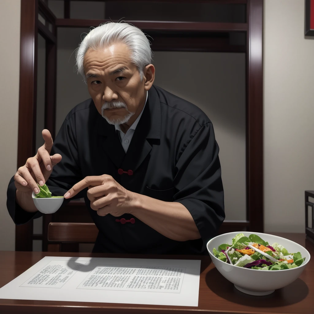 Medium-sized display, Medium shot, Written border depth, Break, Upper Body, angle, masterpiece, angle, (RAW photos, best quality), best quality, Very detailed, CG, 8k wallpaper, Vicissitudes, Older male protagonist，Chinese elderly，80 years old，male，Solitary, Divide salad, Look directly at the audience, front