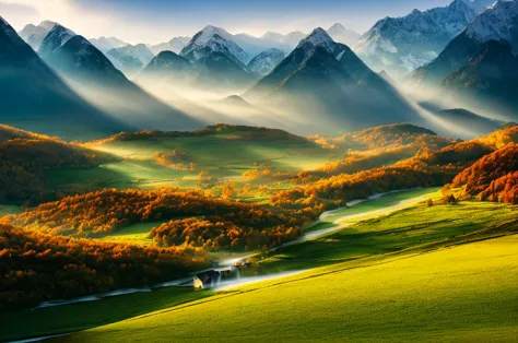 landscape photography of fundatura ponorului by marc adamus, morning, mist, rays of light, beautiful