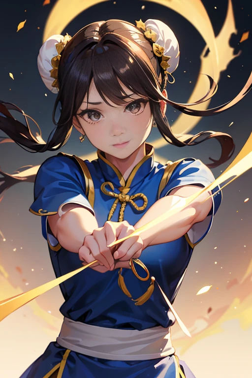 Chun-Li aus Street Fight II,perfektes Chun Li Kostüm,Blaues Cheongsam mit goldenen Linien,Duttkopf,Gute Abdeckung,Kampfpose,Meisterwerk、1 schönes Mädchen、Schöne Augen、geschwollene Augen、höchste Qualität, 超Hohe Auflösung, (Wirklichkeit: 1.4), Filmbeleuchtung、japanisch、asiatische Schönheit、Koreanisch、super schön、Schöne Haut、Körper nach vorne gerichtet、Nahaufnahme des Gesichts、(ultra-realistisch)、(Hohe Auflösung)、(8K)、(Sehr detailiert)、(Beautiful and Schöne Augen)、(Super detailliert)、 (Wand-)、Detailliertes Gesicht、helle Beleuchtung、professionelle Beleuchtung、den Betrachter anschauen、Schau geradeaus、schräger Pony、Nogizaka-Idol、Koreanisches Idol、Meisterwerk, höchste Qualität, Meisterwerk, höchste Qualität, perfektes Gesicht, perfekte braune Augen mit weißer Sklera, schlechter Zug-5, allein, 1 Mädchen, Oberkörper, braune Haare, Aus SF2, Chinesischer Service, lächeln, muskulöse Frau, blaue Kleidung, Strumpfhose, Beckenvorhang, bauschige kurze Ärmel, Gute Abdeckung, Schärpe, Auswertung:Sicherheit: Hier und da sind Tränen im Kostüm.、Blutung aus einer Wunde、Beide Hände mit Seil gefesselt、Seile um den Körper gewickelt、I&#39;Ich werde gleich das Bewusstsein verlieren。