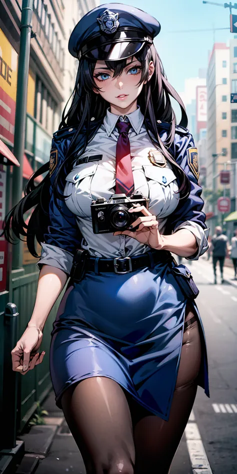 Ridiculous resolution, high resolution, (masterpiece:1.4), Extremely detailed, 1 Girl,blue eyes, Black long hair，Please wear pol...