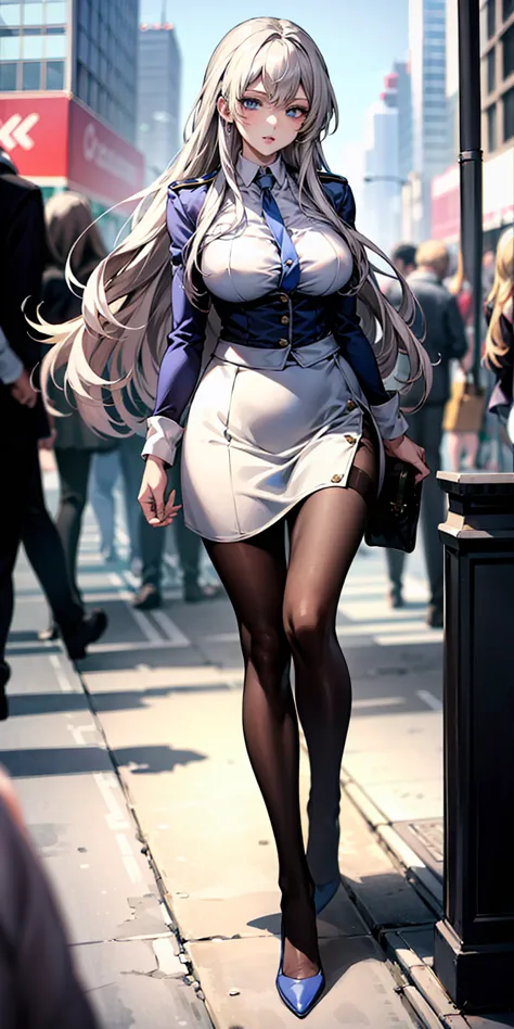 Ridiculous resolution, high resolution, (masterpiece:1.4), Extremely detailed, 1 Girl,blue eyes, Long blond hair，White skirt, Wh...