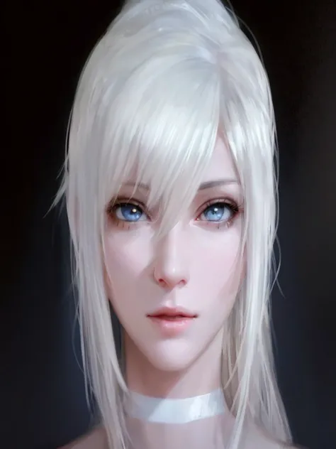 close-up of a woman with gray hair and choking, Girl with gray hair, Tifa Lockhart with white hair, photorealistic anime girl re...