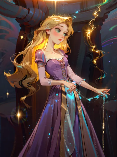 bioluminescent shiny glow, beautiful girl in flowing ballgown dress, galaxy style dress, galaxy glow, sparkling, ethereal, fluff...