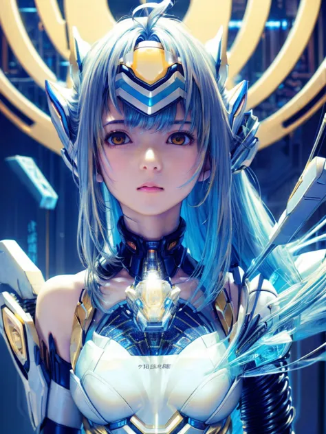 top-quality、​masterpiece、超A high resolution、(Photorealsitic:1.4)、女の子1人、Light blue hair、Straight hair, shiny and clean hair、White...