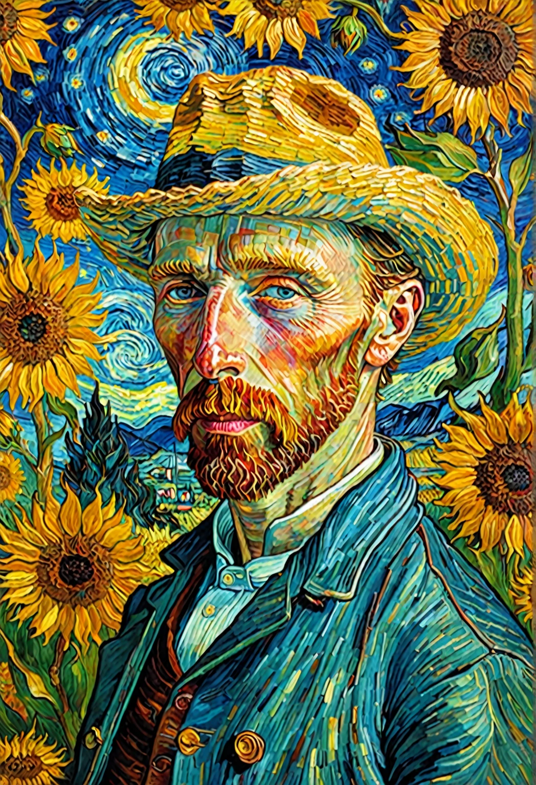 Colorido Vincent van Gogh&#39;é céu estrelado :: 油絵で構成された映画のような16k解像度のobra de arteイラスト, Aquarela e tinta :: galáxia espiral no céu :: frota de invasão alienígena :: Aquarelas e óleos de Frisco、céu com chuva、estrela cadente、Estrela cintilante、Estrelas cintilantes、Lua cheia e grande estrela :: Ivan Aivazovsky Kentaro Miura Gustave Doré Greg Rutkowski Romantismo Noite Estrelada Paisagem :: Motivos complexos、composição perfeita、obra de arte、Muito detalhado、extremamente detalhado、Muito detalhado、Belo efeito tridimensional、profundo, cores ricas、Iluminação estereoscópica、sombra、Rastreamento de raio、suave、textura perfeita :: magem do Telescópio Espacial James Webb
 