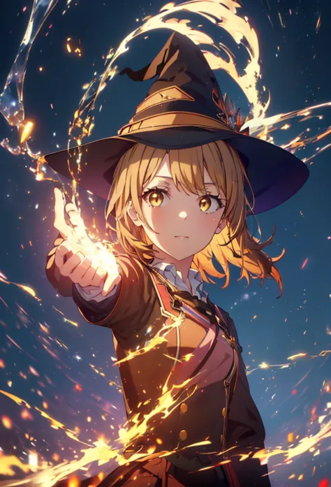 Irohaisshiki, isshiki iroha, short hair, Brown Hair, (Brown eyes:1.5), smile,((Night Sky)),火のwitch,Fluffy hair,((Idol style cost...