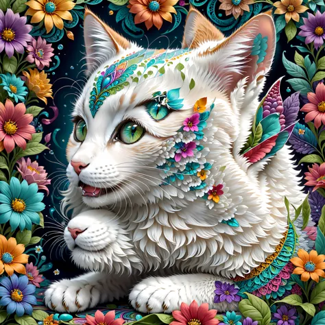 (masterpiece, top quality, best quality, official art, Beautiful and beautiful:1.2), (1 Kitten, Very detailed,(Fractal art:1.1),...