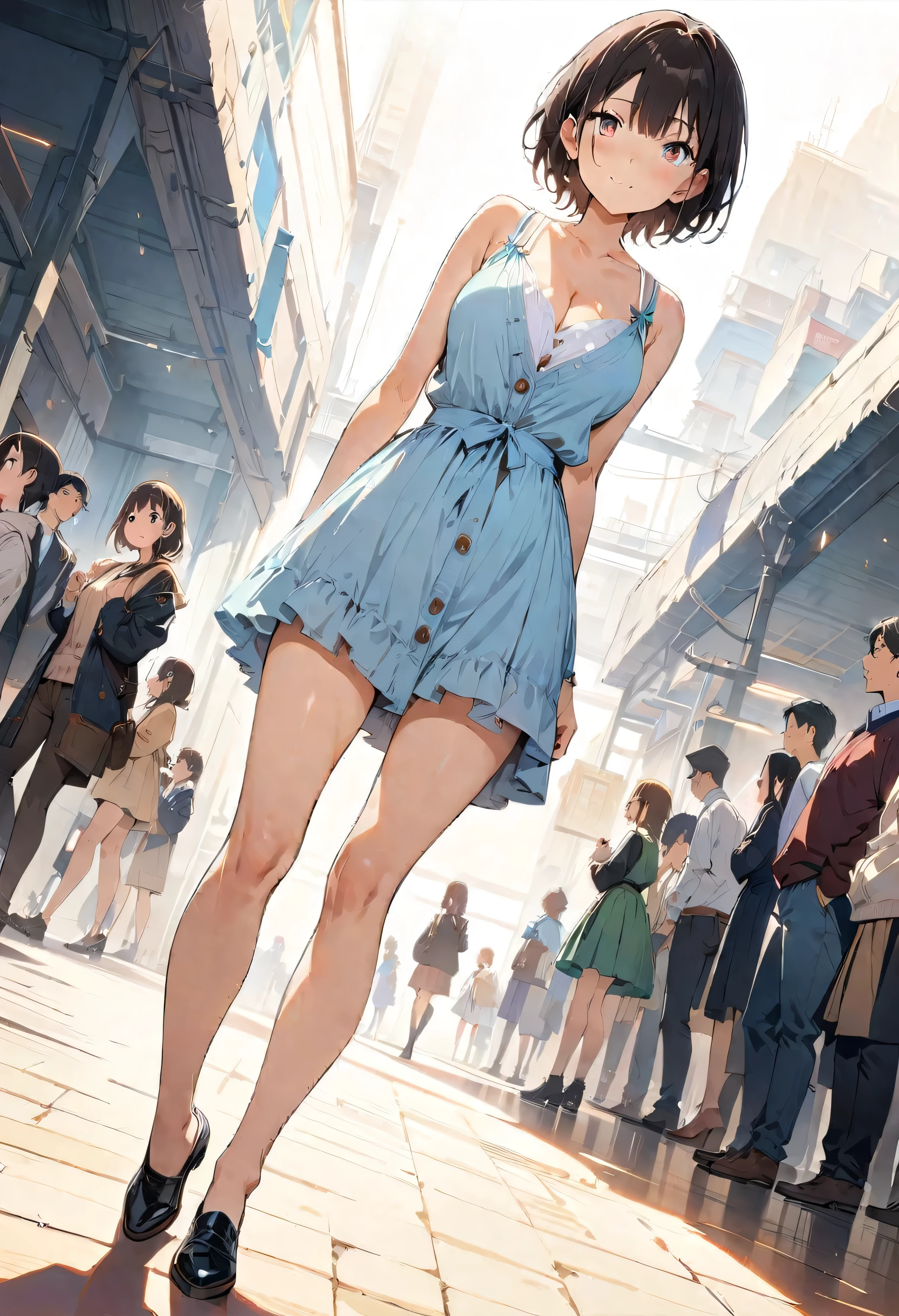 (masterpiece, Highest quality, Official Art:1.2), Perfect Anatomy, Looking at the audience, One Girl, alone, White Background,  Ultra-fine illustrations, Very detailed, Dynamic Angle, Beautiful details, 8K, Anime Style, (Shining Eyes, More beautiful face), break,Dynamic Angle, Full Body Shot, break smiling amidst the カラフル scenes