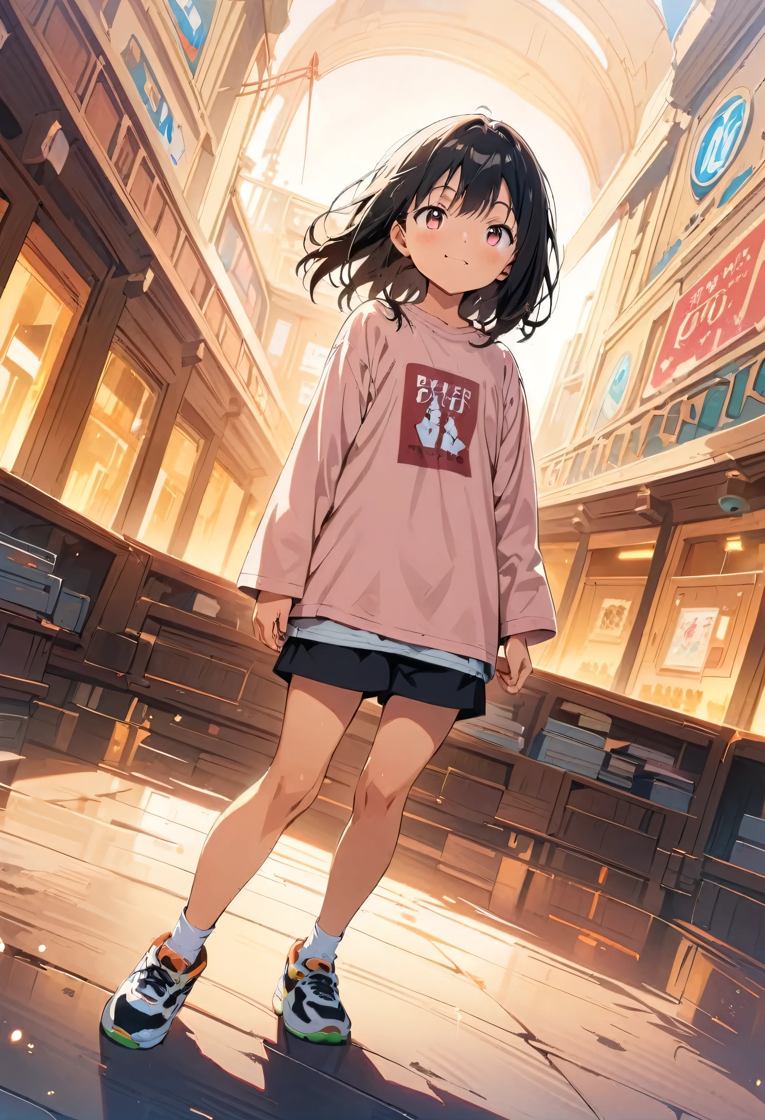 (masterpiece, Highest quality, Official Art:1.2), Perfect Anatomy, Looking at the audience, One Girl, alone, White Background,  Ultra-fine illustrations, Very detailed, Dynamic Angle, Beautiful details, 8K, Anime Style, (Shining Eyes, More beautiful face), break,Dynamic Angle, Full Body Shot, break smiling amidst the カラフル scenes, 10 years old