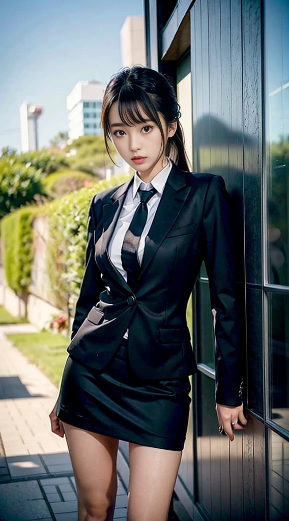 1 Girl, (Watch Viewer), (Bokeh: 1.1), Parted Lips, Expressionless, Realistic, Black Tight Mini Skirt,
business suit, OL, thin thighs, small buttocks, beautiful legs, delicate, Japan fashion model, thin face,
Best quality, (photorealistic: 1.4), ultra high resolution, big mini skirt, black suit and tie woman, suit girl, suit girl, strict business suit wearing, business suit wearing, business suit wearing, black business suit wearing, Japan woman fashion model, black business suit wearing, fashion suit wearing black suit wearing black noble suit, Business suit wearing, black slim clothes, woman posing for photo, beautiful Japan girl face, asian beautiful face, young cute one asian face, beautiful asian girl, girl cute little face, beautiful young korean woman, Japan facial features, young adorable korean face, gorgeous young korean woman, young asian girl, beautiful korean woman, Beautiful asian young woman, standing facing forward, composition visible from above knees to head, knees visible, camera gaze, standing, full body shot, hyperrealistic, front shot full body, bare feet, (face only LoRA applied, bare feet)