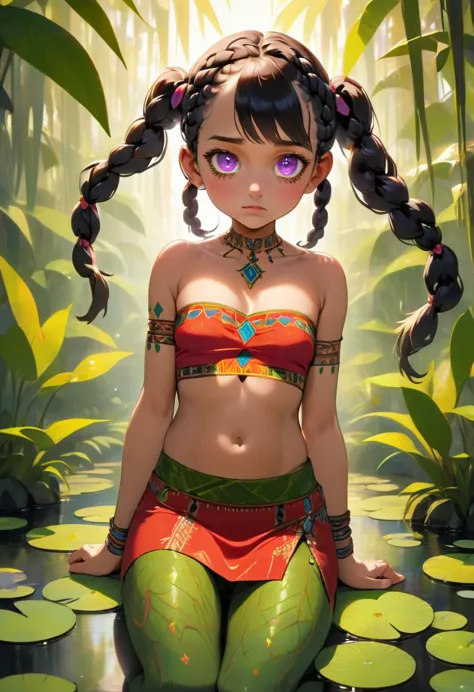 ((Masterpiece)), little loli tribal, ((little loli)), small tiny body, , very blush, small, (6 years old), (flat chest), ((long ...