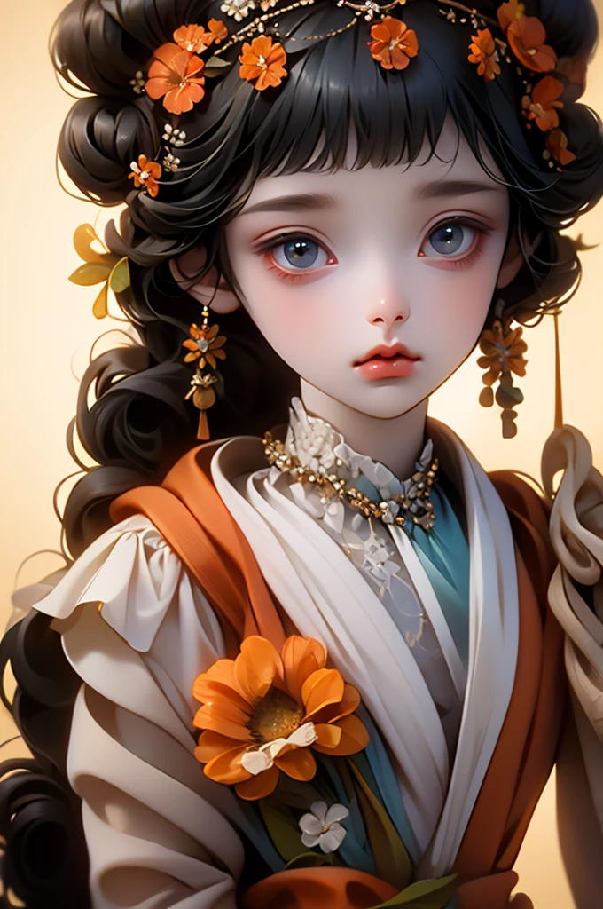 absurd, high resolution, Extremely detailed, 1 Girl, Solitary, Extremely detailed eyes, starfish, seashell, shell, flower, have, Hair accessories, Jewelry, straw have, Looking at the audience, sunglasses, have flower, straw, Hairpin, earrings, red flower, have色眼镜, yellow flower, Bangs, English text, Colorful hair, orange flower, Black Hair, ring, cup, Long hair, orange-have色眼镜, food, Brown hair, portrait, shell Hair accessories