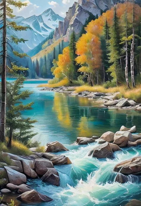 (masterpiece, top quality, Best quality, official art, beautiful and aesthetic: 1.2), Natural landscape paintings depict scenes ...