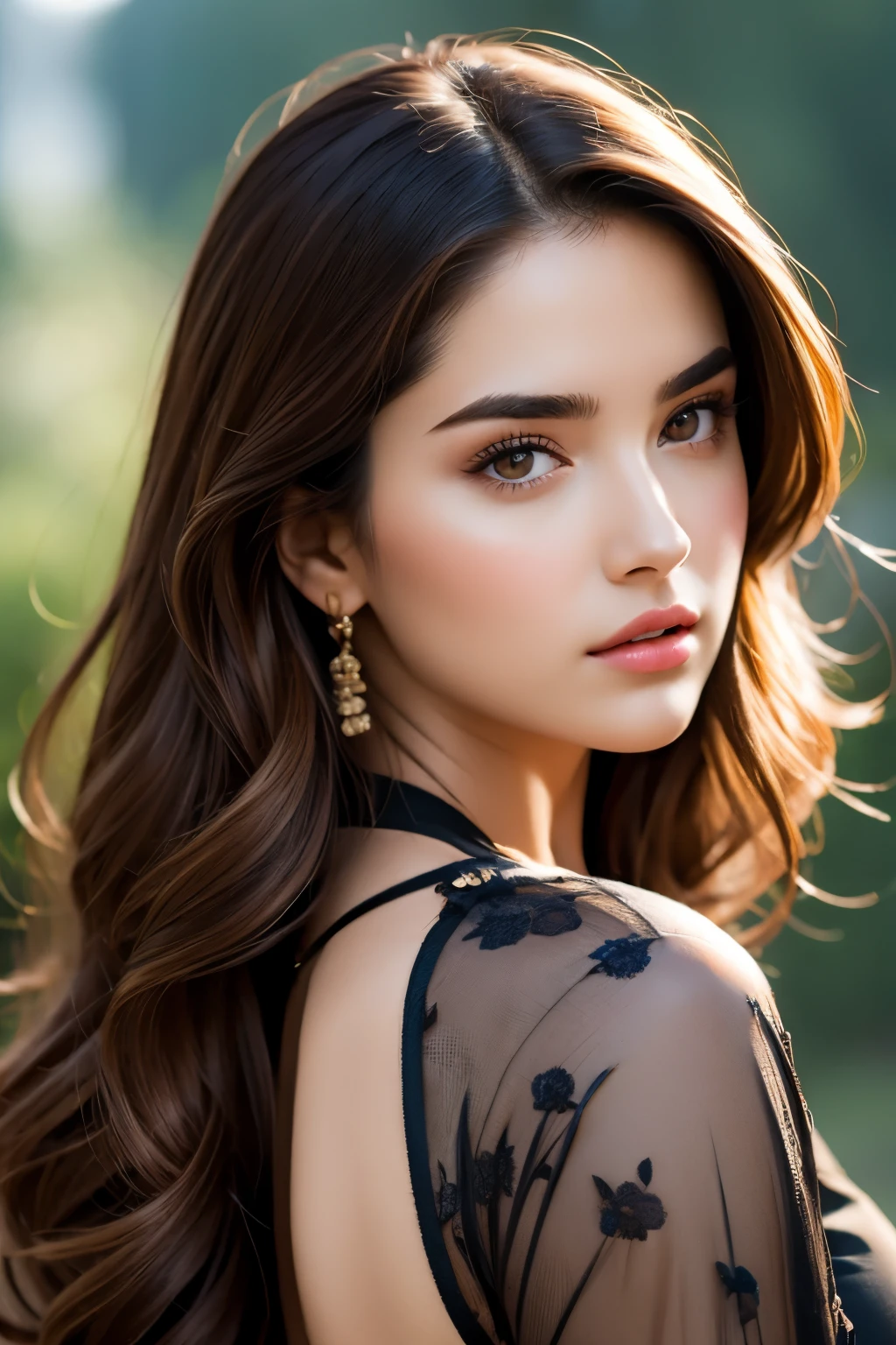 wide field of view, centered, dynamic pose, gorgeous young modern fashionable girl with expressive eyes , highly detailed, 4 k, hdr, sharp focus, high resolution, excellent composition, cinematic atmosphere, precise correct anatomy, aesthetichigh detail of the face image