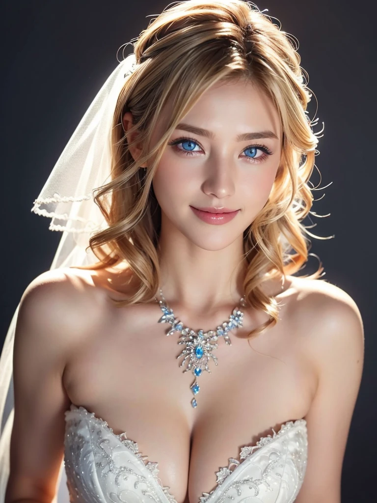 Wedding dress、a wedding ceremony、blue eyes、blonde、幸せな顔short hair、Full body photo、Sexy Face、short hair、 (((masterpiece)))、((Highest quality))、((超Realistic))、perspective、Very detailed、The perfect temptation、Best image quality、Fine-grained image quality、beautiful、Europe, woman, French, woman Italian, Italian, jewelry, blue eyes, Realistic, High resolution, Glowing Skin, (Detailed face),tattoo, jewelry, Wavy Hair,Attractive appearance, smile, Perfect Style,Ｄcup 、 Perfect balance, 